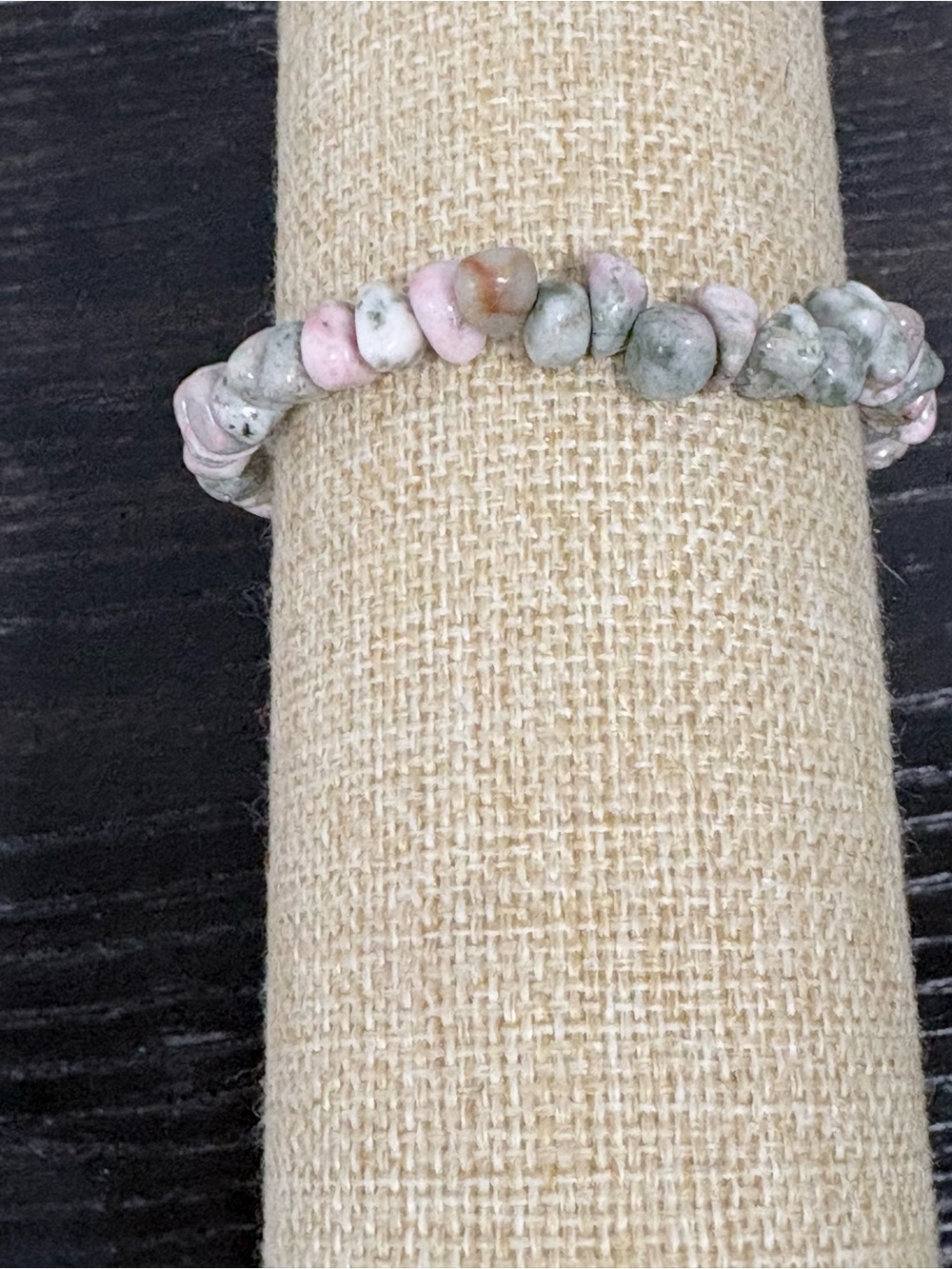 Handcrafted rhodonite beaded bracelet
